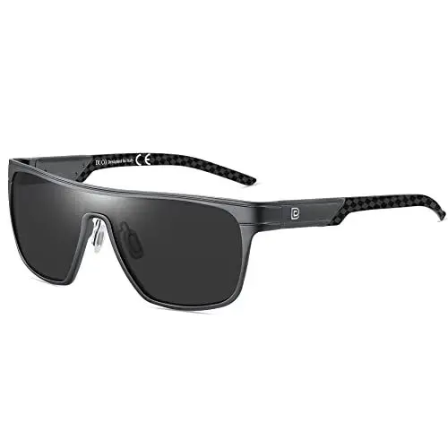 Produktbild: DUCO Quadratische Polarisierte Sonnenbrille für Herren Sport Fahren Angeln Sonnenbrille Flat Top Shield Shades UV 400 Schutz DC8230 (Grau Rahmen Schwarz Tempel Grau Linse)