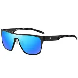 Produktbild: DUCO Quadratische Polarisierte Sonnenbrille für Herren Sport Fahren Angeln Sonnenbrille Flat Top Shield Shades UV 400 Schutz DC8230 (Schwarz Rahmen Schwarz Tempel Blau Linse)