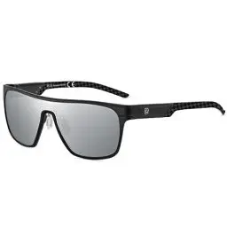 Produktbild: DUCO Quadratische Polarisierte Sonnenbrille für Herren Sport Fahren Angeln Sonnenbrille Flat Top Shield Shades UV 400 Schutz DC8230 (Schwarz Rahmen Schwarz Tempel Silber Linse)