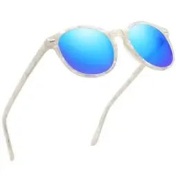 Produktbild: DUCO Retro Polarisierte Damen Sonnenbrille Vintage UV400 Schutz Sonnenbrillen Leichtgewicht Acetat Rahmen DC1230 (Weiß Rahmen Revo Blau Linse)