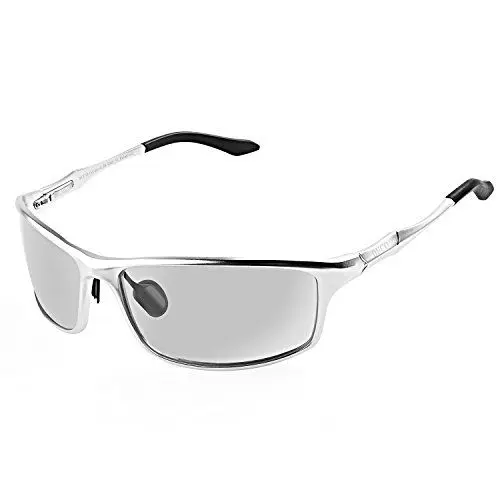 Produktbild: DUCO Sonnenbrille Herren Polarisierte Sportbrille Fahrerbrille für Männer Al-Mg Metallrahme Brillen 8201 (Silber)