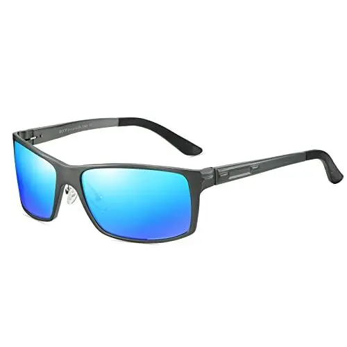 Produktbild: DUCO Sonnenbrille Polarisiert Herren Metallrahmen Männer Sportbrille Ultraleichte Fahrerbrille Radsportbrillen UV400-Schutz DC9018 (Blau)