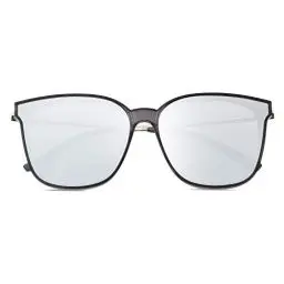 Produktbild: DUCO Sonnenbrille für Damen Polarisiert Sonnenbrille mit UV400 Schutz Vintage Klassisch Runde Metall Rahmen Leichtgewicht Übergroß Sonnenbrillen W016 (05- Black Frame Silver Lens)