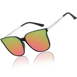 Produktbild: DUCO Sonnenbrille für Damen Polarisiert Sonnenbrille mit UV400 Schutz Vintage Klassisch Runde Metall Rahmen Leichtgewicht Übergroß Sonnenbrillen W016 (Schwarz Rahmen Farbige Linse)