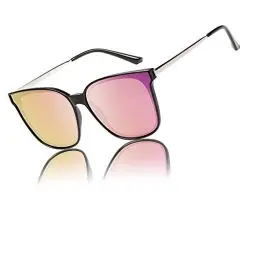 Produktbild: DUCO Sonnenbrille für Damen Polarisiert Sonnenbrille mit UV400 Schutz Vintage Klassisch Runde Metall Rahmen Leichtgewicht Übergroß Sonnenbrillen W016 (Schwarzpulver)
