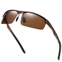 Produktbild: DUCO Sonnenbrille für Herren Retro Polarisierte Sonnenbrille Ultraleichte Sportbrille Al-Mg Metallrahmen Fahrerbrille 8550 (Braun)