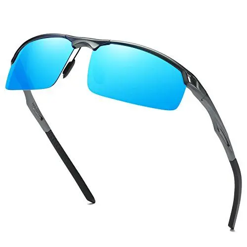 Produktbild: DUCO Sonnenbrille für Herren Retro Polarisierte Sonnenbrille Ultraleichte Sportbrille Al-Mg Metallrahmen Fahrerbrille 8550 (Gunmetal/Blau Verspiegelt)