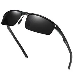 Produktbild: DUCO Sonnenbrille für Herren Retro Polarisierte Sonnenbrille Ultraleichte Sportbrille Al-Mg Metallrahmen Fahrerbrille 8550 (Schwarz/Grau)