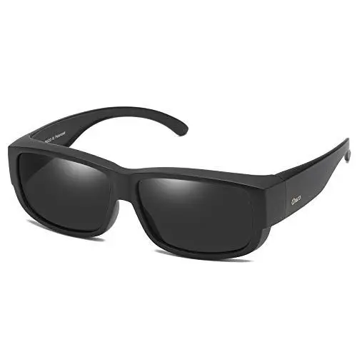 Produktbild: DUCO Herren und Damen Sonnenbrillen Polarisiert Unisex Brille UV400 Schutz Wrap Around Blendschutz Überbrille für Brillenträger Fit-over Polbrille 8956 (Schwarz)