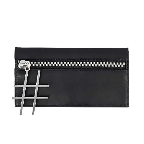 Produktbild: DUDU Damen Portemonnaie Elegant aus Leder schlankes Design mit Reissverschluss und Kreditkarten-Fächern Schwarz