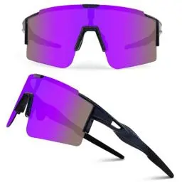 Produktbild: DUDUKING Sonnenbrille Fahrradbrille Herren Damen,Wassertransferdruck Sportbrillen Radsport Brillen für Outdoorsport Radfahren Laufen Golf UV 400 Schutz Baseball Brille (Wassertransfer Lila)