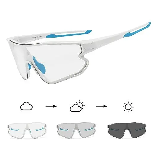Produktbild: DUDUKING Sonnenbrille Selbsttönend Polarisierte Fahrradbrille Herren Damen,UV 400 Schutz Sportbrillen Radsport Brillen für Outdoorsport Radfahren Laufen Golf Baseballbrille