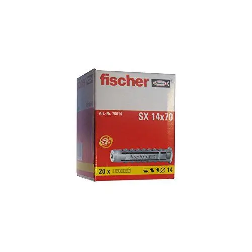Produktbild: fischer SX 14 x 70 - Kraftvoller Spreizdübel mit 4-fach-Spreizung zum Befestigen von Bewegungsmeldern, Briefkästen in Voll- und Lochbaustoffen - 20 Stück - Art.-Nr. 70014