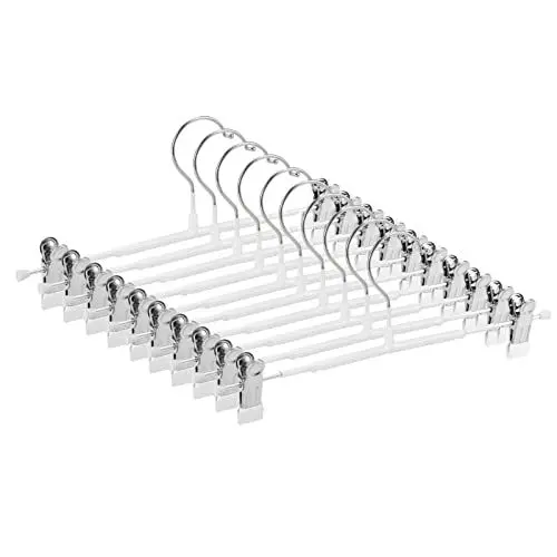 Produktbild: Dünne Hosenbügel, GUANJUNE rutschfeste Hosenbügel mit Verstellbaren Clips, Platzsparende Kleiderbügel für Kleidung, Rock, Jeans, Mantel (Weiss, 10)