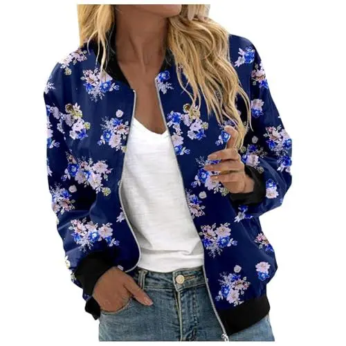 Produktbild: Dünne Regenjacke Damen Winterjacke Uebergangs Blouson Damen Bomber Damenjacke Damen Regenjacke Wasserdicht Atmungsaktiv Trainingsjacke Damen Bomber Jacket Women Damenjacke Uebergangsjacke Sale