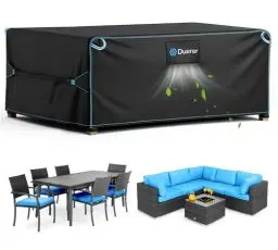 Produktbild: Duerer Gartenmöbel Abdeckung Wasserdichte Rechteckig 200x160x74cm Abdeckplane Gartenmöbel Schutzhülle Winterfest für Gartentische, 420D Oxford Gewebe Anti-UV, für Loungemöbel Terrassenmöbel