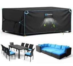 Produktbild: Duerer Gartenmöbel Abdeckung Wasserdichte Rechteckig 242x182x100cm Abdeckplane Gartenmöbel Schutzhülle Winterfest für Gartentische, 420D Oxford Gewebe Anti-UV, für Loungemöbel Terrassenmöbel