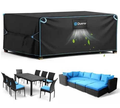 Produktbild: Duerer Gartenmöbel Abdeckung Wasserdichte Rechteckig 242x182x100cm Abdeckplane Gartenmöbel Schutzhülle Winterfest für Gartentische, 420D Oxford Gewebe Anti-UV, für Loungemöbel Terrassenmöbel