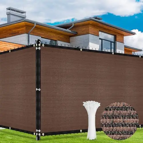 Produktbild: Duerer Sichtschutz Zaun 1.2 x 15.2m Gartenzaun Schattiernetz mit ösen 170g/m² Blockade UV-Schutz Outdoor Windschutz Sonnenschutz Sichtschutz Gewebe Hinterhof im Freien, Terrasse mit Kabelbinder, Braun