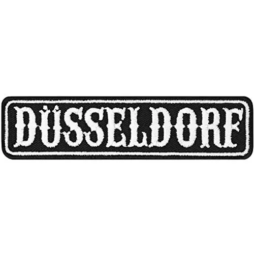 Produktbild: DÜSSELDORF Biker Aufnäher Deutschland Motorrad Club Rankpatch | Applikation zum annähen/aufbügeln |Duisburg Motorcycle MC Abzeichen Aufbügler Stadtname | 100x25mm