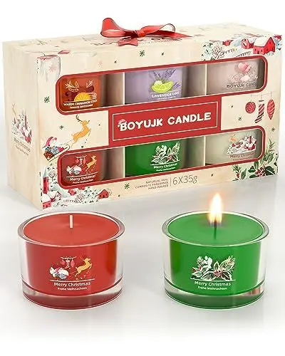 Produktbild: Duftkerze Weihnachten, Weihnachtskerze Set 6er Pack, Weihnachtskerzen Geschenke für Frauen und Männer, Weihnachtliche Duftkerzen, Kerze Weihnachten