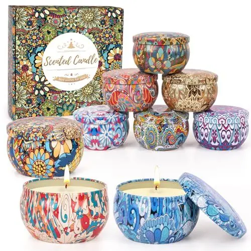 Produktbild: Duftkerzen Geschenkset, 9 StüCk Duftkerzen Im Glas Weihnachtsgeschenke für Frauen, 2.5oz Kleine Duftkerze Sojawachs Aromatherapie Kerzen Set Duft Für Zu Hause Weihnachten Kleine Geschenke