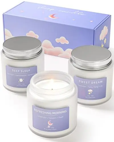 Produktbild: Duftkerzen Geschenke für Frauen | Duftkerzen Geschenkset for Anxiety | 3 Duftkerzen im Glas | Geschenke für Frauen & Männer Weihnachten (Blau 300g)