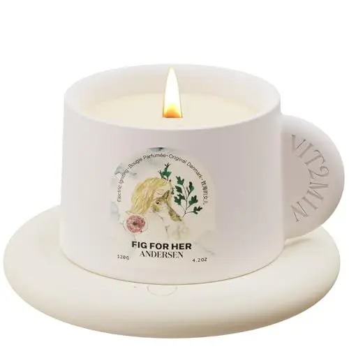 Produktbild: Duftkerzen für zu Hause, Aromatherapie-Kerzen mit Ein-Tasten-Zündung und wiederaufladbarer USB-Basis, ganz natürliche Sojakerzen, Geschenke für Frauen (Fruchtiger Duft)
