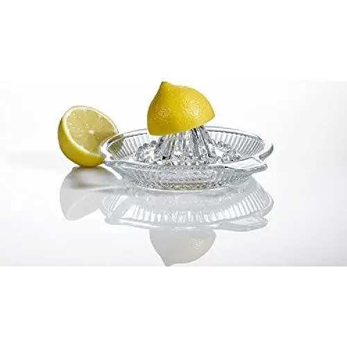 Produktbild: DUHALINE Zitronenpresse, tragbare Zitruspresse, Kristallreibahle, manuelle Saftpresse mit Griff und Ausguss für frischen Saft, Limettenorange, schweres klares Glas