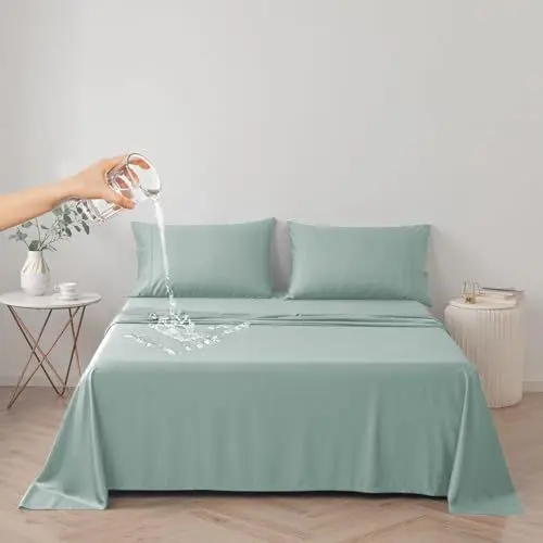Produktbild: DUJUIKE 100% wasserdichte Schutzdecke oder Liner für Bett, Matratzenschoner für das Bett, Wiederverwendbare Unterlage, Bettlakenschutz (Grün, Queen 200 * 230cm)