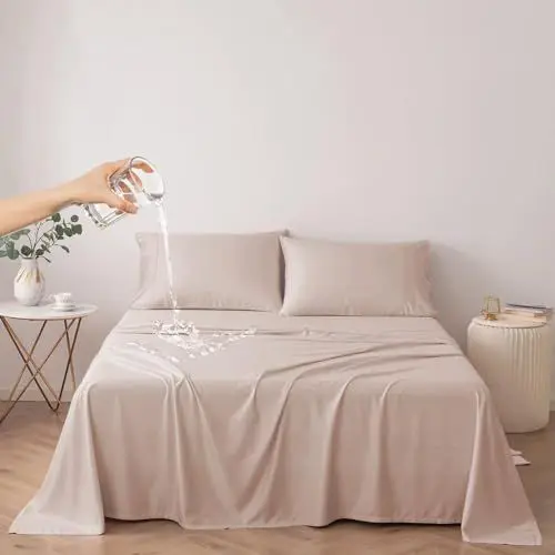 Produktbild: DUJUIKE 100% wasserdichte Schutzdecke oder Liner für Bett, Matratzenschoner für das Bett, Wiederverwendbare Unterlage, Bettlakenschutz (Kamel, Queen 200 * 230 cm)