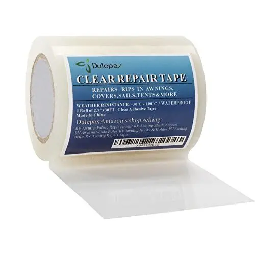 Produktbild: Dulepax Zelt Reparaturband Wohnmobil Markisen Reparatur-Kit Reparatur-Set Transparentes Planenreparaturband Dichtungsband 7,4cm x 9,15m
