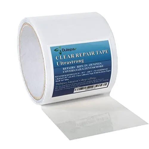 Produktbild: Dulepax Zelt Reparaturband Wohnmobil Markisen Reparatur-Kit Reparatur-Set Transparentes Planenreparaturband Dichtungsband 7,5 cm x 5 m