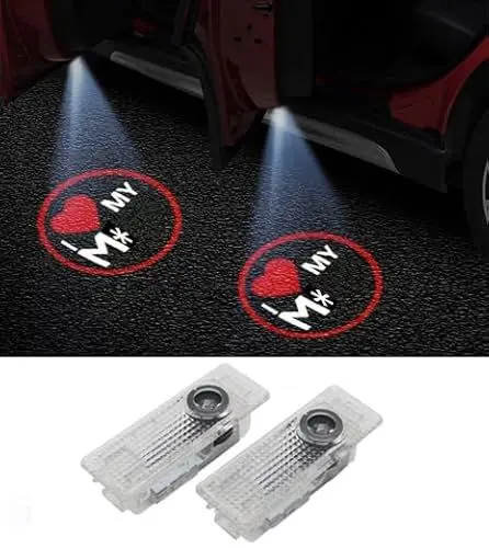 Produktbild: Duleutgnu 2 Stück LED Umfeldbeleuchtung Autotür Logo Türbeleuchtung Innenraum Ghost Projektor Willkommenslicht Ambiente Zubehör Für Mini (I Love My)