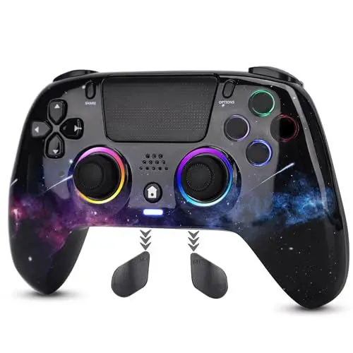 Produktbild: DuLingKer Wireless Controller Kompatibel für PS4, Game Controller mit Hall Effect Stick/Trigger(NO Drift), RGB-Licht, Dual Vibration, Audio, M1/M2-Taste, Controller Kompatibel mit PS4/Pro/Slim