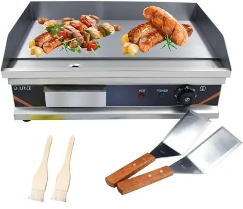 Produktbild: DULNICE Kommerzielle Grillplatte Elektrisch 3000W, 54cm Elektrische Grillplatte Business Catering BBQ Steak Teppanyaki Grill mit Temperaturkontrolle 50-300°C (Full Flat)