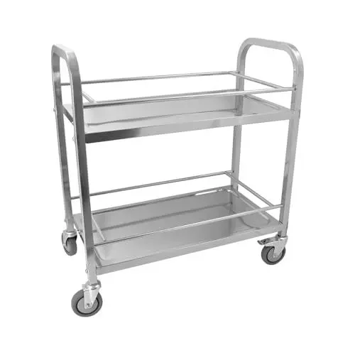 Produktbild: DULNICE Servierwagen Edelstahl Küchenwagen 2 Böden Barwagen, Barservicewagen mit Drehbare Rollen, 75 x 40 x 83.5 cm