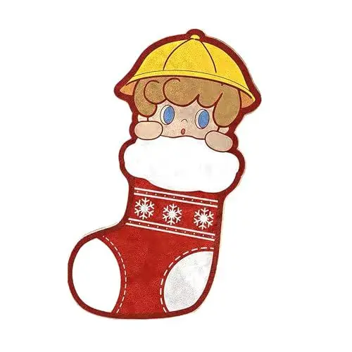 Produktbild: DULRLLY Weihnachtsbaumförmiger Teppich, Weihnachts-Cartoon-Badteppich, Niedlich Geformter Badteppich, rutschfeste Winter-Fußmatte, Willkommensmatte, Weicher Bodenteppich,