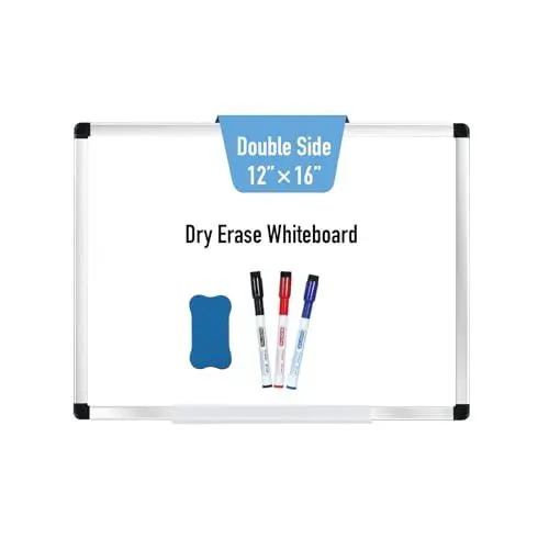 Produktbild: DumanAsen Magnetisches Whiteboard, doppelseitiger trocken abwischbar Magnettafel, Aluminiumrahmen, Memoboard für Wohnung, Büro, Küche und Schule, (30 x 40 cm, Whiteboard – A115)