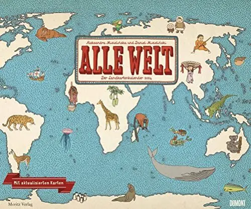 Produktbild: DUMONT Alle Welt Wandkalender 2024, im Format 50 x 70 cm, Monatskalender, Kinderkalender für Geografie-Fans und Entdecker