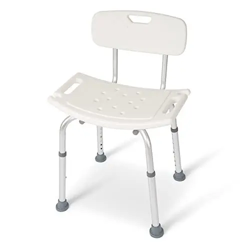 Produktbild: Dunimed Duschhocker mit Rückenlehne - Höhenverstellbar Duschstuhl 39-57 cm - Anti-Rutsch Duschsitz - Duschhilfe - Badhocker - Badsitz - Weiß