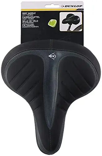 Produktbild: Dunlop Fahrradsattel, City, Trekking oder MTB - Sattel mit Gel und Stahlfedern - Spezieller Belüftungskanal - Schwarz