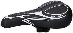 Produktbild: Dunlop Mountainbike Sattel - Fahrradsattel - MTB Sattel aus Kunstleder - inkl. Sattelstütze - Schaumstofffüllung - 27 x 16,5 x 9,6 cm - Schwarz/Weiß