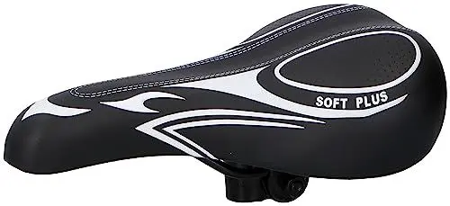 Produktbild: Dunlop Mountainbike Sattel - Fahrradsattel - MTB Sattel aus Kunstleder - inkl. Sattelstütze - Schaumstofffüllung - 27 x 16,5 x 9,6 cm - Schwarz/Weiß