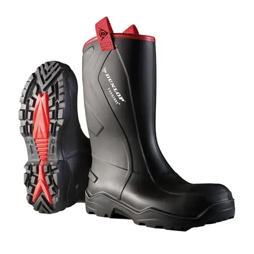 Produktbild: Dunlop Protective Footwear, C762043.CH, Purofort+ Rugged Full Safety, Schwarz/Rot, Größe 49 EU