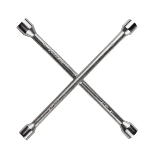 Produktbild: Dunlop Wagenkreuz – Kreuzschlüssel Auto passend für die Abmessungen 17–19–21–23 mm – Radkreuzschlüssel PKW – Radkreuz PKW – Auto-Werkzeug – Kreuzschlüsse für Felgen – 27 x 27 cm – Stahl – Silber