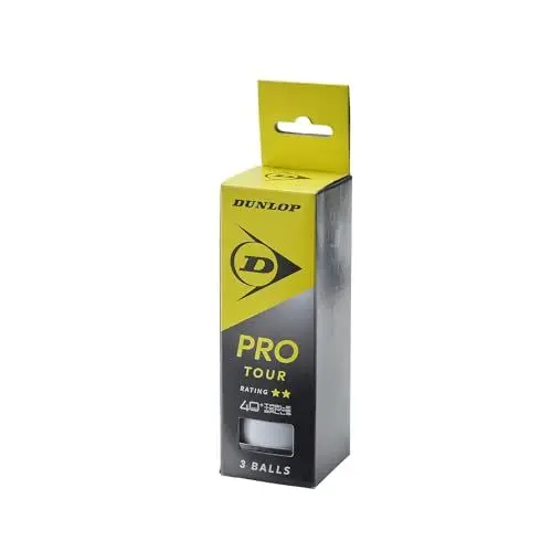 Produktbild: Dunlop Pro Tour 3er Tischtennis Bälle Weiß, Profi Trainingsbälle