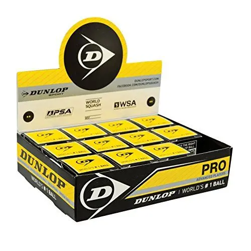 Produktbild: Dunlop Sports Squashbälle Pro doppelGelb, 12 Stück, Offizieller Turnier-Squashball