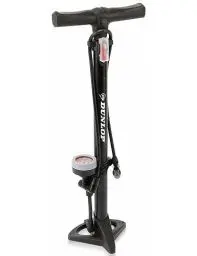 Produktbild: Dunlop Fahrradpumpe mit Manometer - Luftpumpe Fahrrad mit 2 Adaptern - für Alle Ventile - Dunlop, Presta und Schrader Ventil - Pumpe 11 Bar/160PSI - Kunststoff - Schwarz