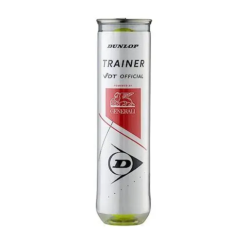 Produktbild: Dunlop Tennisbälle Trainer 4er Dose, VDT Official, Premium Tennistrainingsball für Sand, Hartplatz und Rasen geeignet